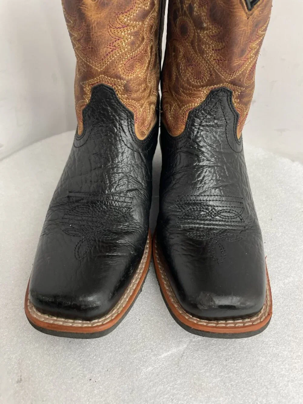 Dan Post Little River Brown Cowboy Boots Western Square Toe Kids Boys Size 1.5